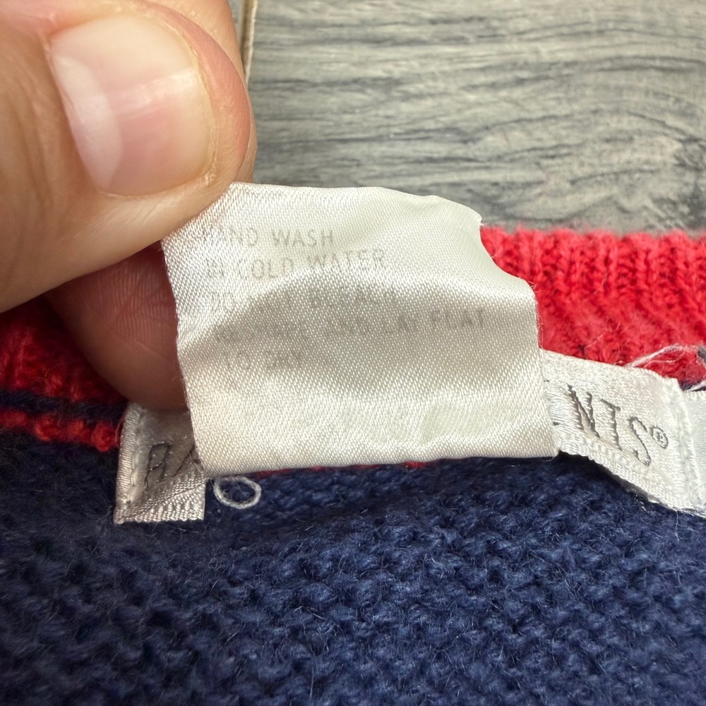 Vintage Kids Navy Argyle Knit Cardigan Red Trim Bon Voyage Crest Patch Size 4 - Picture 7 of 14
